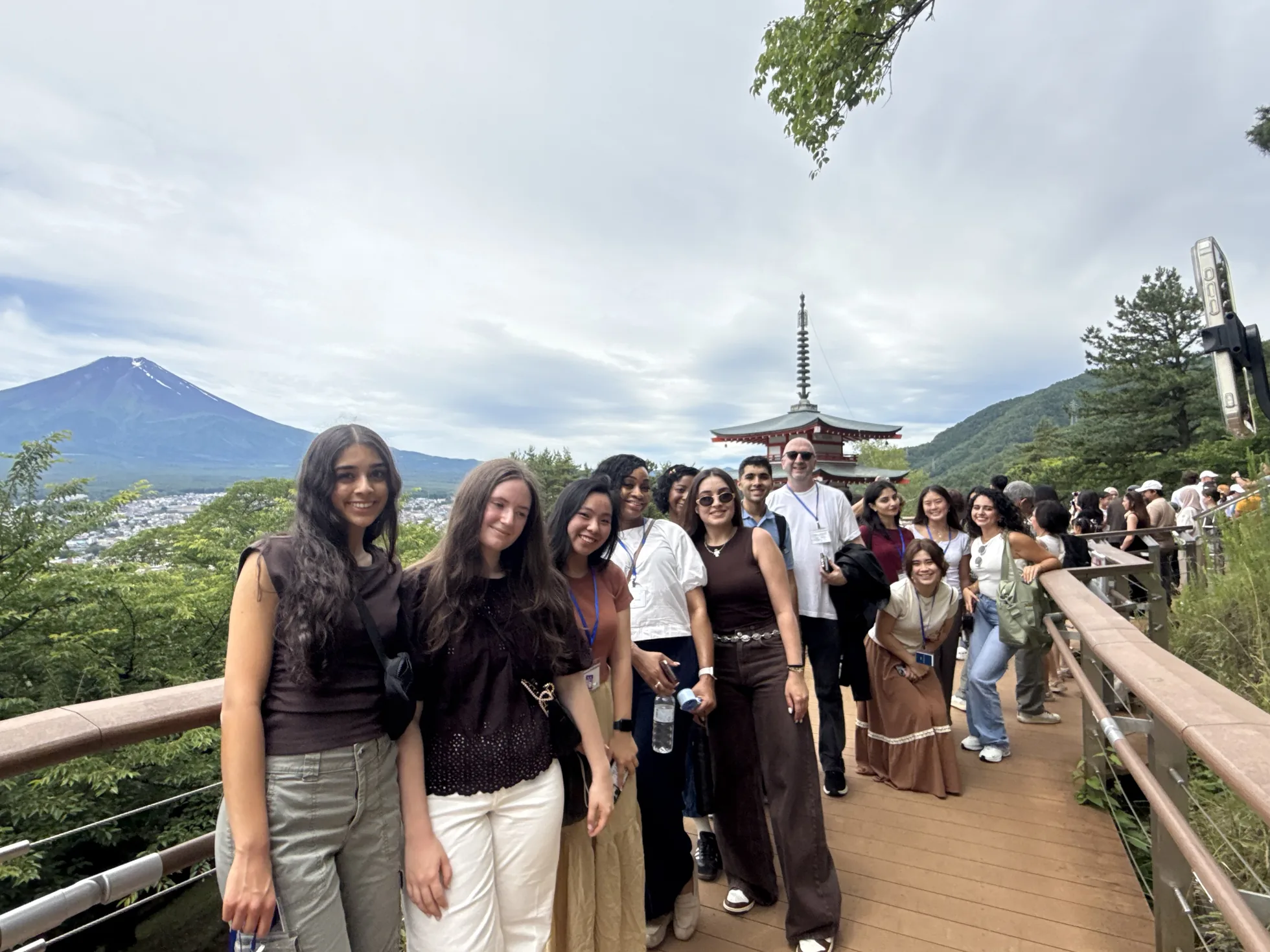 COPE Health Scholars participants in Japan gathered with Mount Fuji in the background