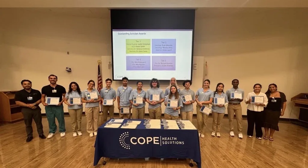 COPE Health Scholars recognition event with scholars and certificates